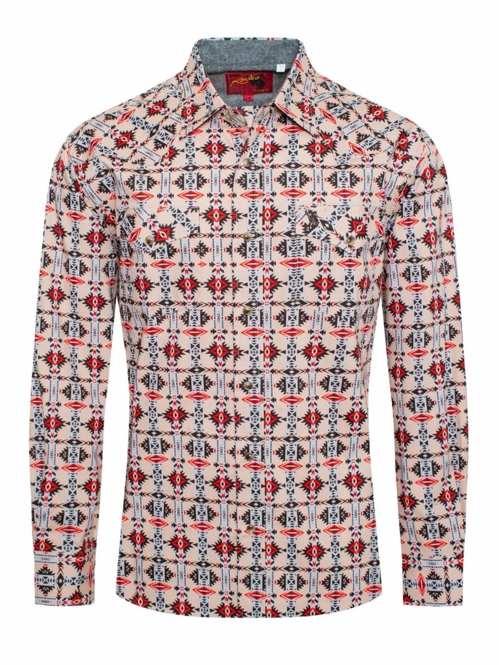 Rodeo and Men's Western Pearl Snap Aztec Print Shirt Size L